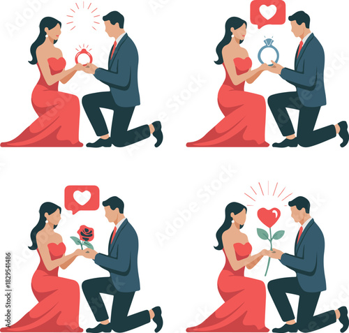 Romantic Marriage Proposal and Engagement Ideas with Rings and Heart Rose