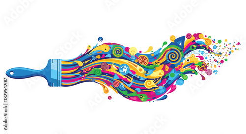 Colorful Paintbrush Splashing Vibrant Abstract Art, Generative AI.