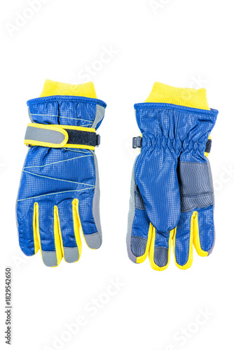 Winter insulated children's gloves on white