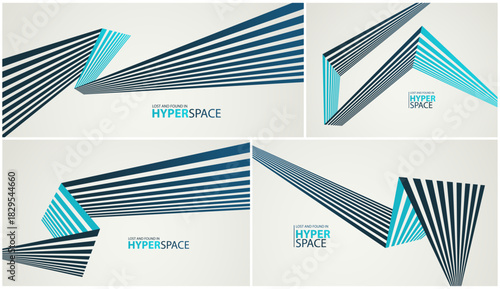 3D lines in impossible perspective vector minimal abstract background set, force and energy in dynamic motion creative concept, surreal speed.