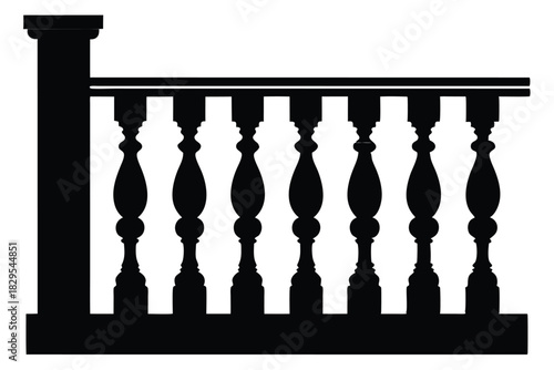 The ornate architectural balustrade with decorative pillars evokes a classic and timeless design style