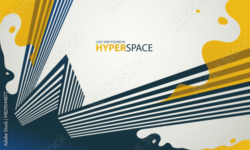 Fluid splash in motion over 3D lines in perspective space vector abstract background, energy blast explosion in chaos, surreal explosion art wallpaper.