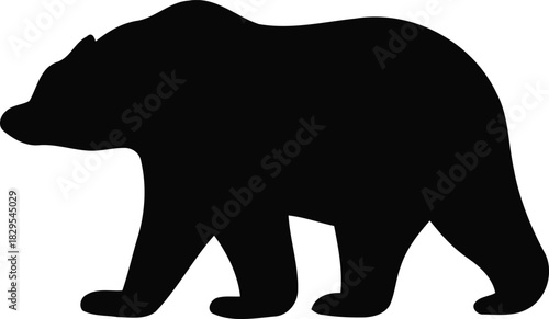 Black silhouette vector illustration of a wild animal bear, ideal for zoo or nature-themed design