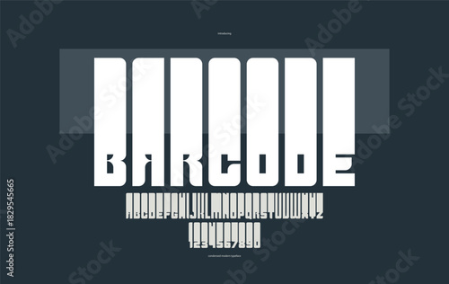 Bold and strong vector geometric font for logos and emblems, display typeface for posters and headlines, heavy and thick letters alphabet in modern style.