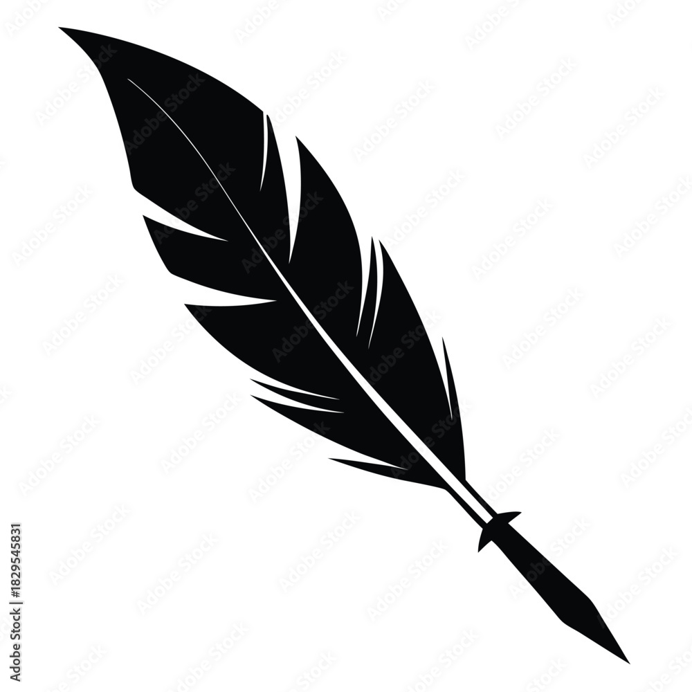 Obraz premium Classic dark quill pen illustration depicts old writing practices and literature inspiration