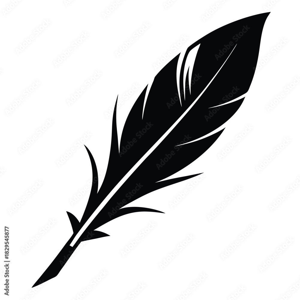 Fototapeta premium Solitary feather in monochrome silhouette depicts elegance and simplicity, showcasing the minimalist beauty