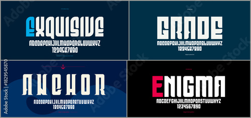 Vintage fonts vector set, collection of retro style alphabet typefaces, bold and strong serif typesets, useful for logo creation, poster display letters.