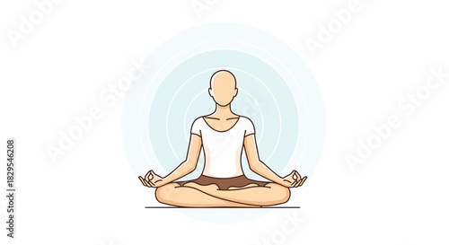 Person meditating in lotus pose with calm expression and hands in mudra, Generative AI.