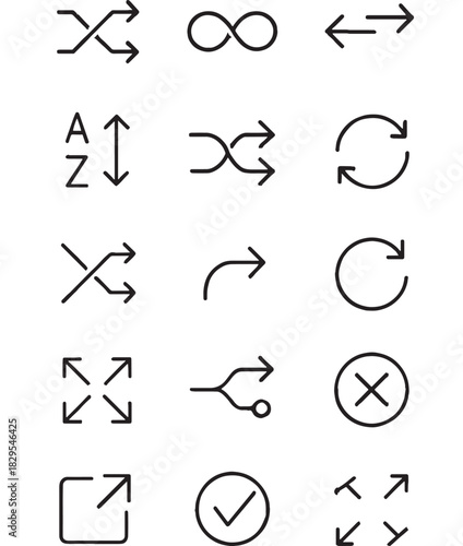 a collection of various black arrow and circular movement icons arranged in a grid layout on transparent background silhouette high quality professional detailed modern elegant stylish