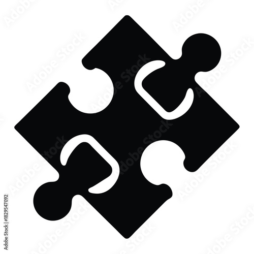 One black jigsaw piece shows connection and integration against the white backdrop