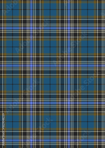 Plaid fabric pattern, blue, brown, cream, seamless for textiles, and for designing clothes, skirts or decorative fabrics. Vector illustration.

