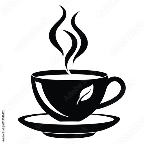 A simple black cup of aromatic tea steams upon its saucer elegantly