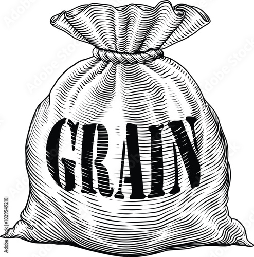 A sack or bag of grain in a...