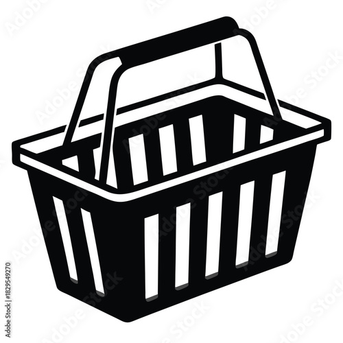 Isolated black shopping basket icon shows a simple and modern line art design