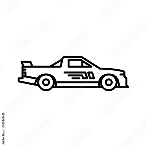 Race truck outline icon. Racing truck black line illustration.