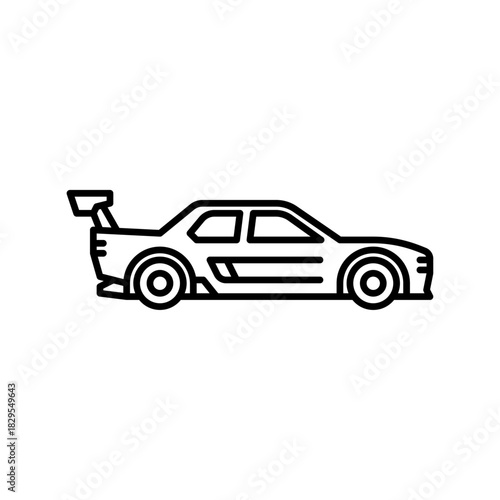 Sports car outline icon. Exotic car black line illustration.