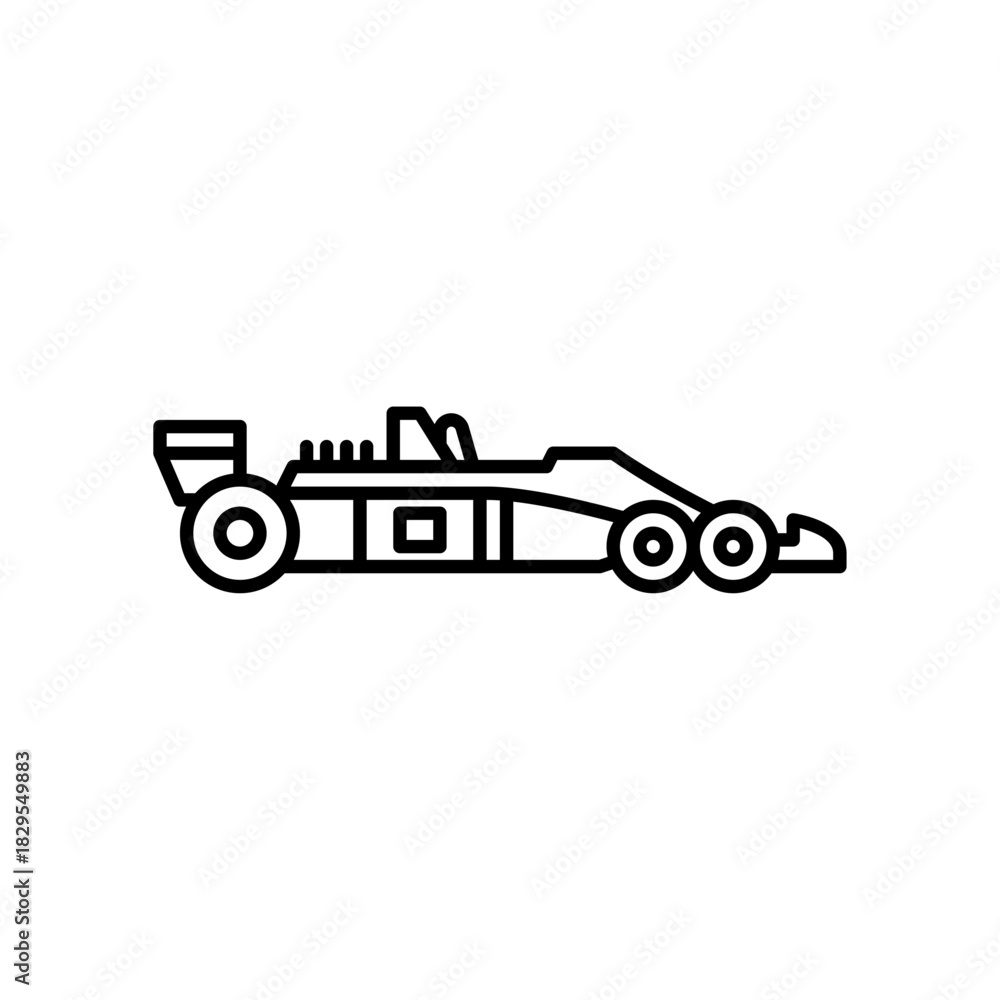 Fototapeta premium Formula 1 car outline icon. Formula 1 car black line illustration.