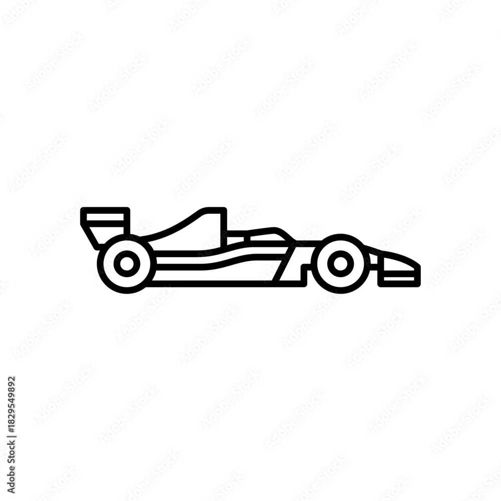 Obraz premium Formula 1 car outline icon. Formula 1 car black line illustration.
