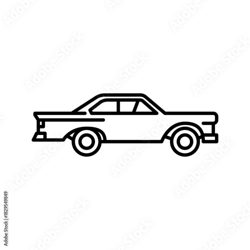 Custom muscle car outline icon. muscle car black line illustration.