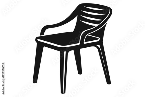 Striking black chair showcases smooth lines, minimalist structure and practical design against a plain background