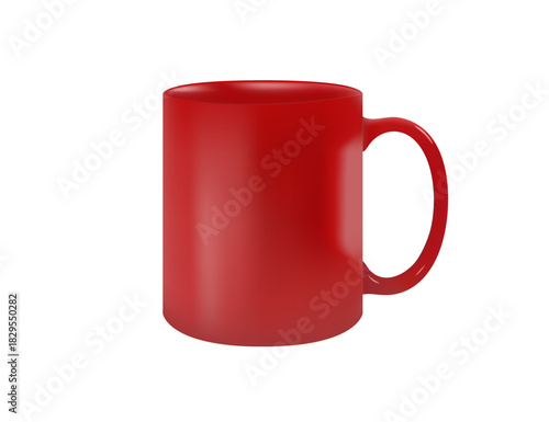 Vibrant Red Ceramic Mug Isolated On White Background.