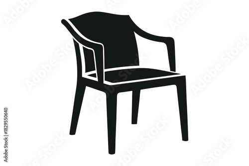 Black indoor chair shows detailed silhouette against a crisp white background, making it clean