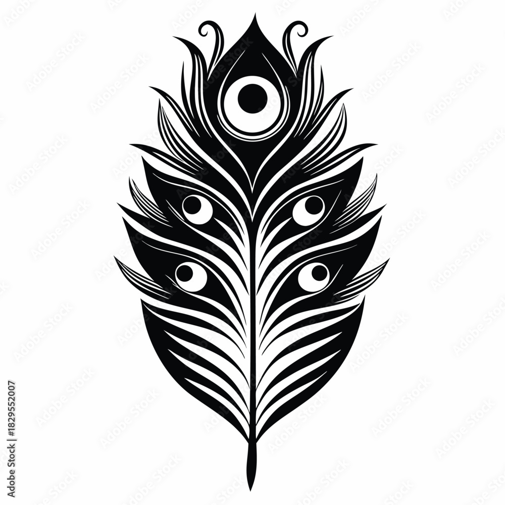 Obraz premium Black peacock feather features an intricate eye pattern with smooth flowing lines that are stylish