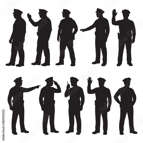 Policeman black silhouette clipart design illustration isolated on background 
