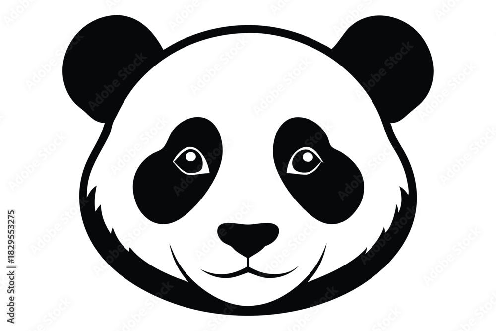 Fototapeta premium A cute panda head features smiling face, contrasting black markings, and visible facial details