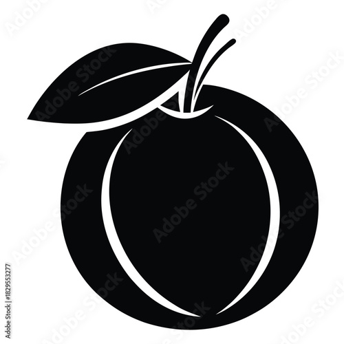 A single black plum with a single leaf showcases simplicity and elegance