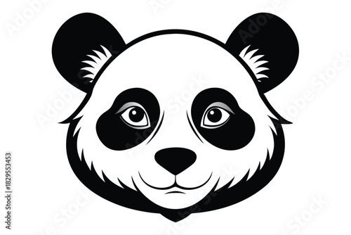 Black and white panda face displays its iconic markings clearly in a charming animal portrait