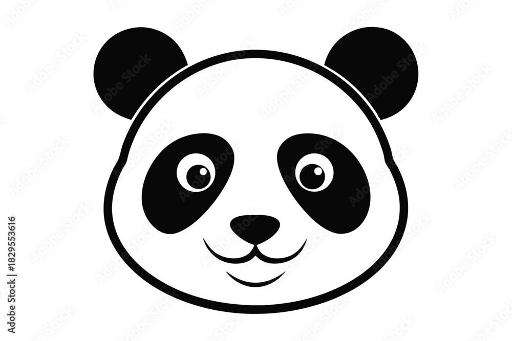 Fototapeta premium panda character shows a simplistic face with happy expression and outline