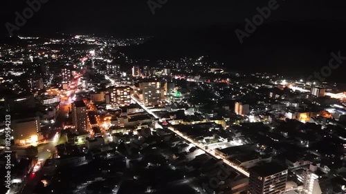 Wallpaper Mural 日本のドローン映像　地方都市の夜景を左に向きを変えながら空撮 Torontodigital.ca