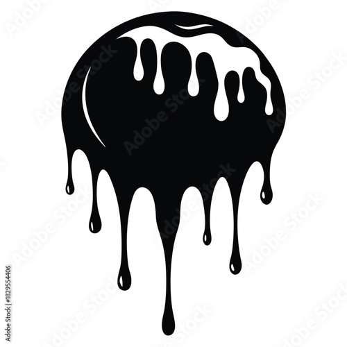 A black ink blob slowly drips down with an irregular white fill pattern