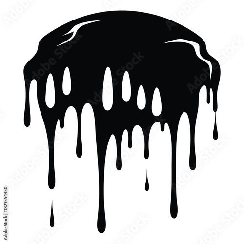 Dripping black blob paints the canvas with an abstract, dramatic style