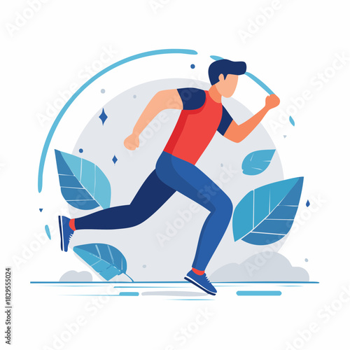 Personnage stylisé courant avec énergie et motivation