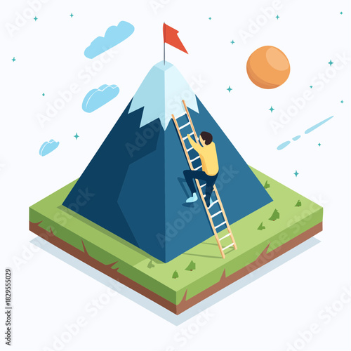 une personne escaladant une montagne symbolisant détermination et dépassement de soi