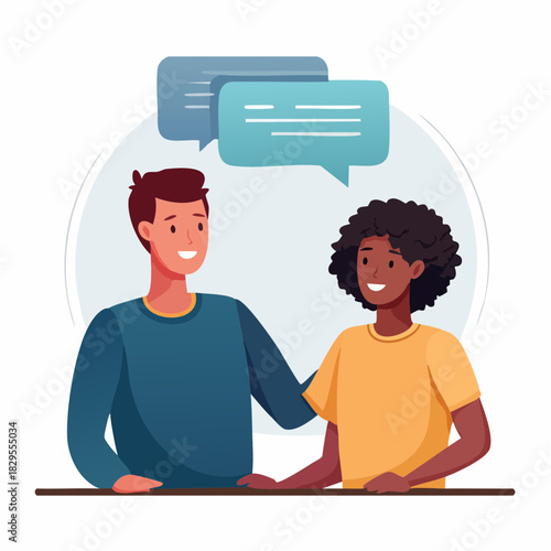 deux personnes discutants symbolisant l’écoute et la compréhension mutuelle