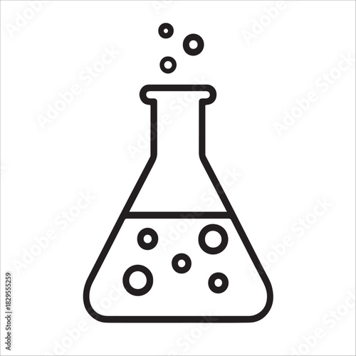 Science Laboratory Flask with Chemical Reaction Icon