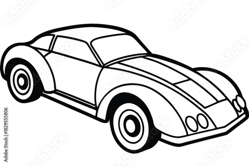 A sleek sports car with bold black outline presents dynamic automotive design