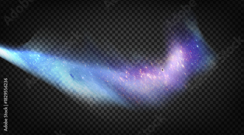 Vector blue and purple aurora lights isolated on the transparent background.