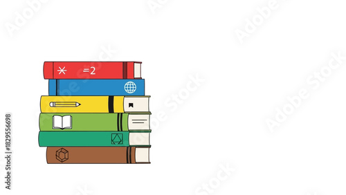 A vibrant and diverse stack of educational books, representing learning, academic pursuits, and the pursuit of knowledge for personal and professional growth