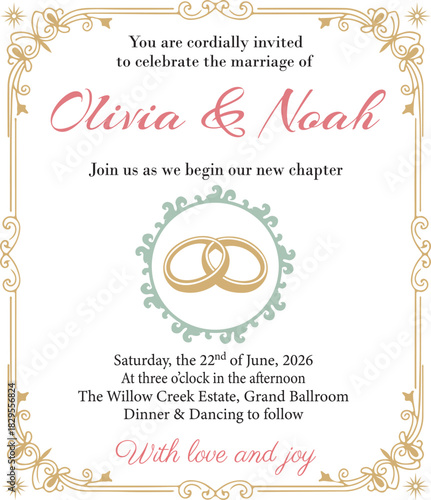 Elegant Wedding Invitation for Olivia and Noah