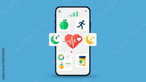 Health and Wellness Mobile Application Tracking Sleep, Diet, Exercise, and Heart Rate for Optimized Well-being Whisk_ae378d3abc0f66a952d41553a591a013dr