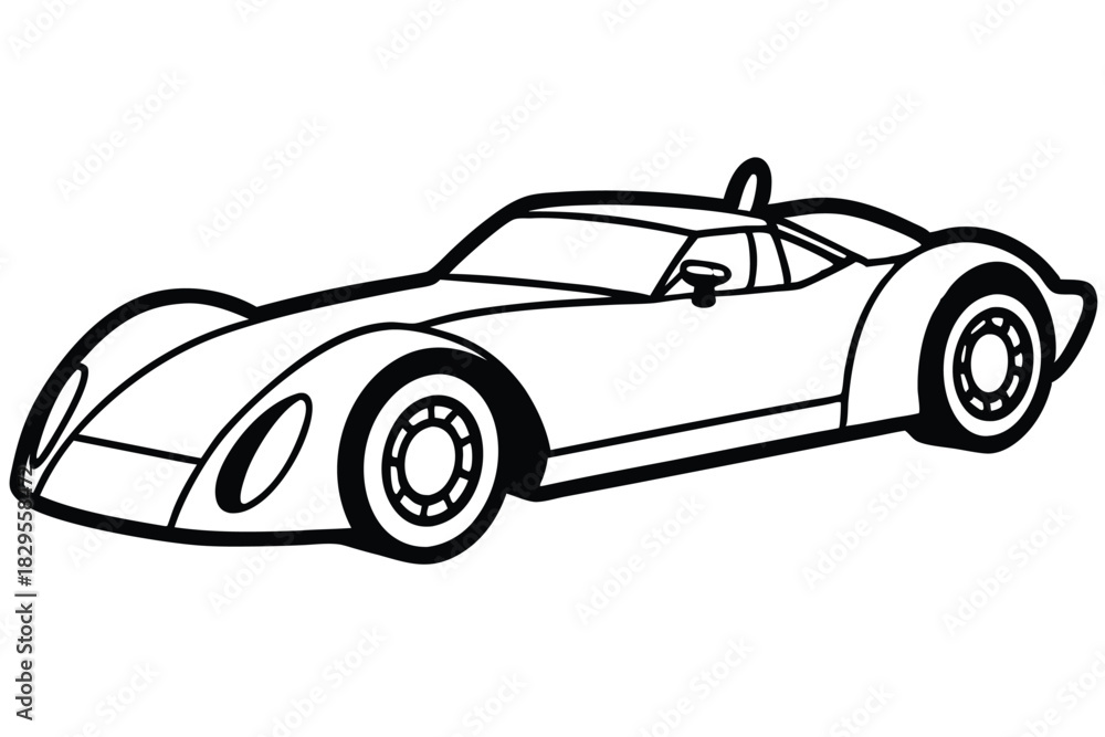 Obraz premium Bold black line work outlines a sporty coupe car on a white background