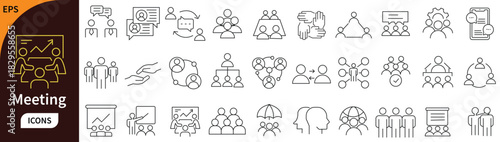 meeting icon set. Editable Stroke line icons