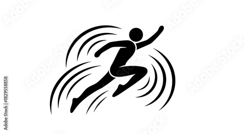 Dynamic silhouette of a runner in motion conveying speed and agility with power