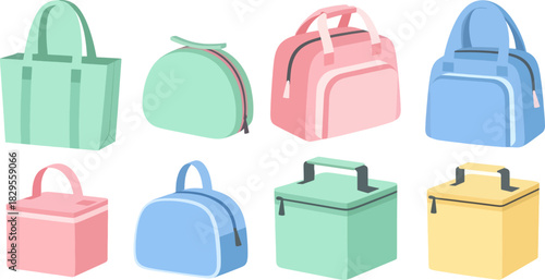Colorful Travel Bags Set in Pastel Shades Perfect for Luggage and Storage