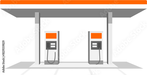Vector Gas station simple form Isolated background Flat style