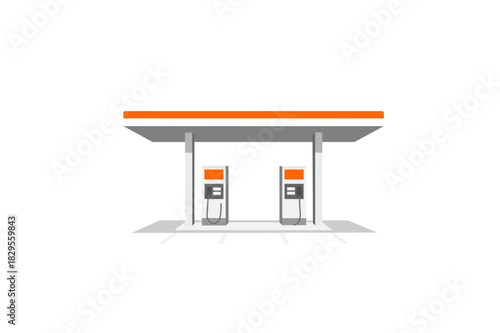 Vector Gas station simple form. Isolated on white. Flat style